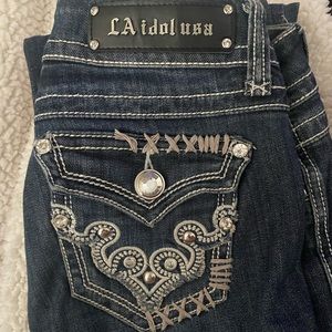 LA Idol USA Boot Cut Jeans Size 3 Bedazzled Pockets